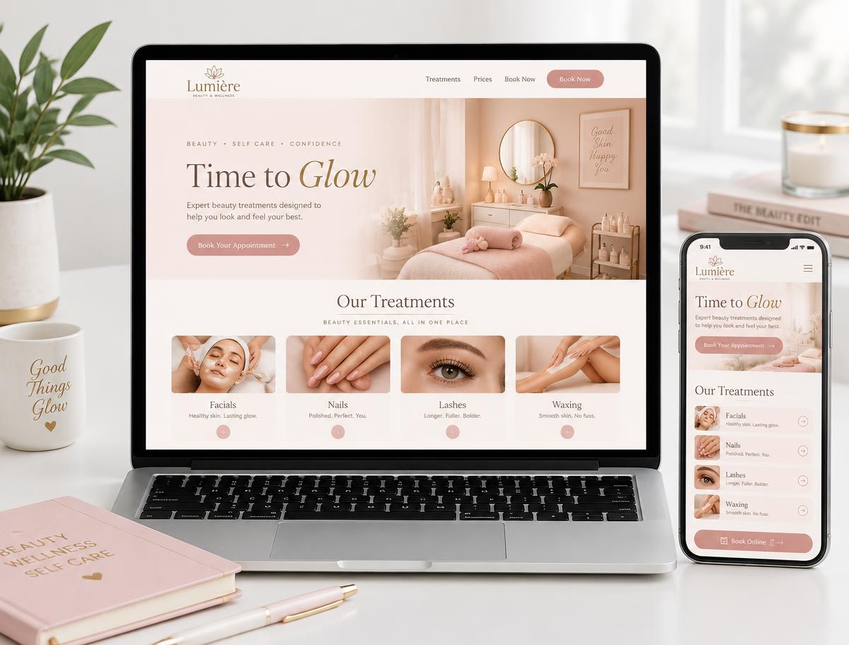 Sample website design for a beauty salon business