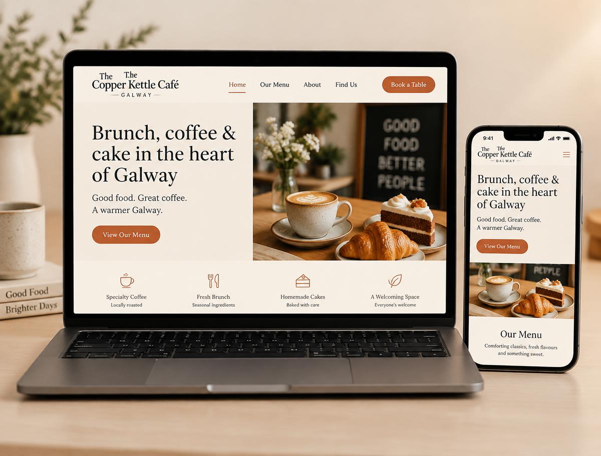 Sample website design for a café business