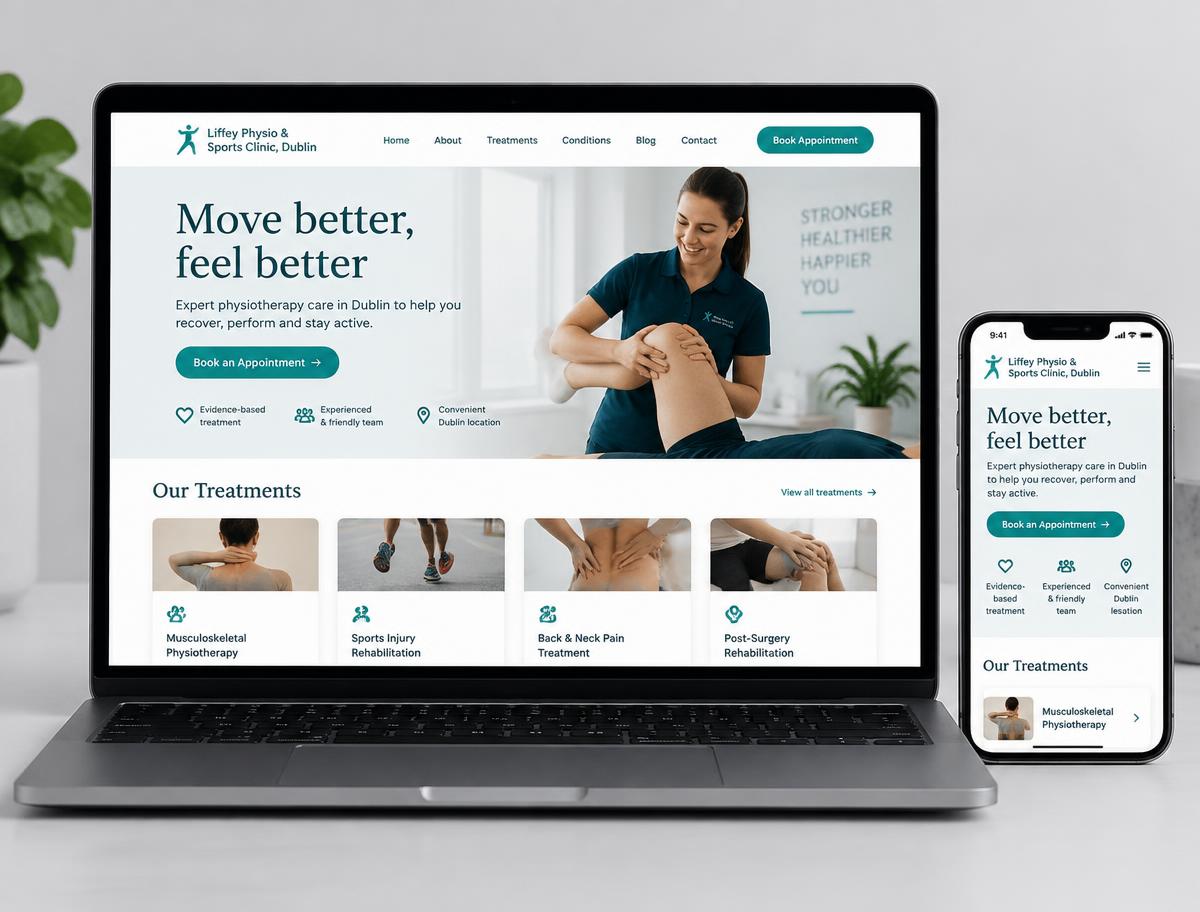Sample website design for a physio clinic business