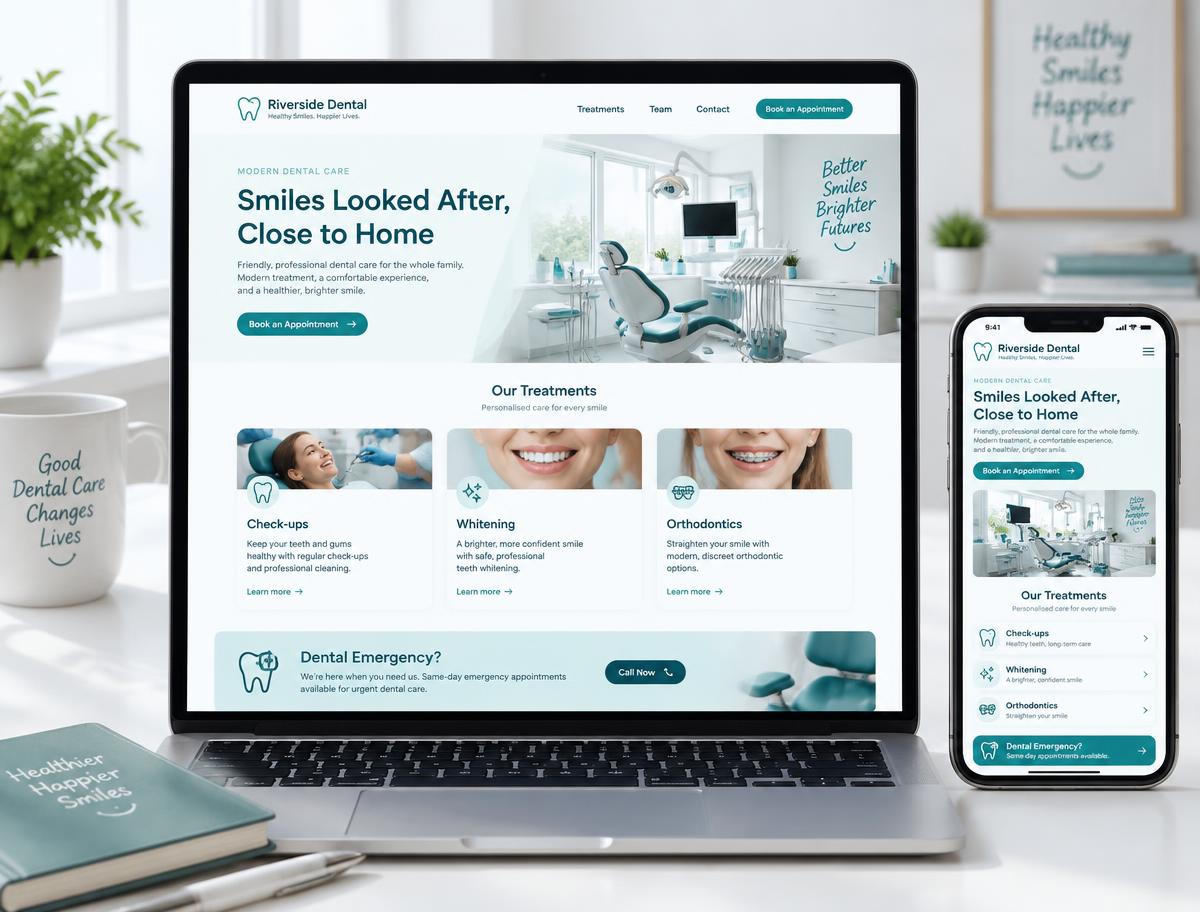 Sample website design for a dental practice business
