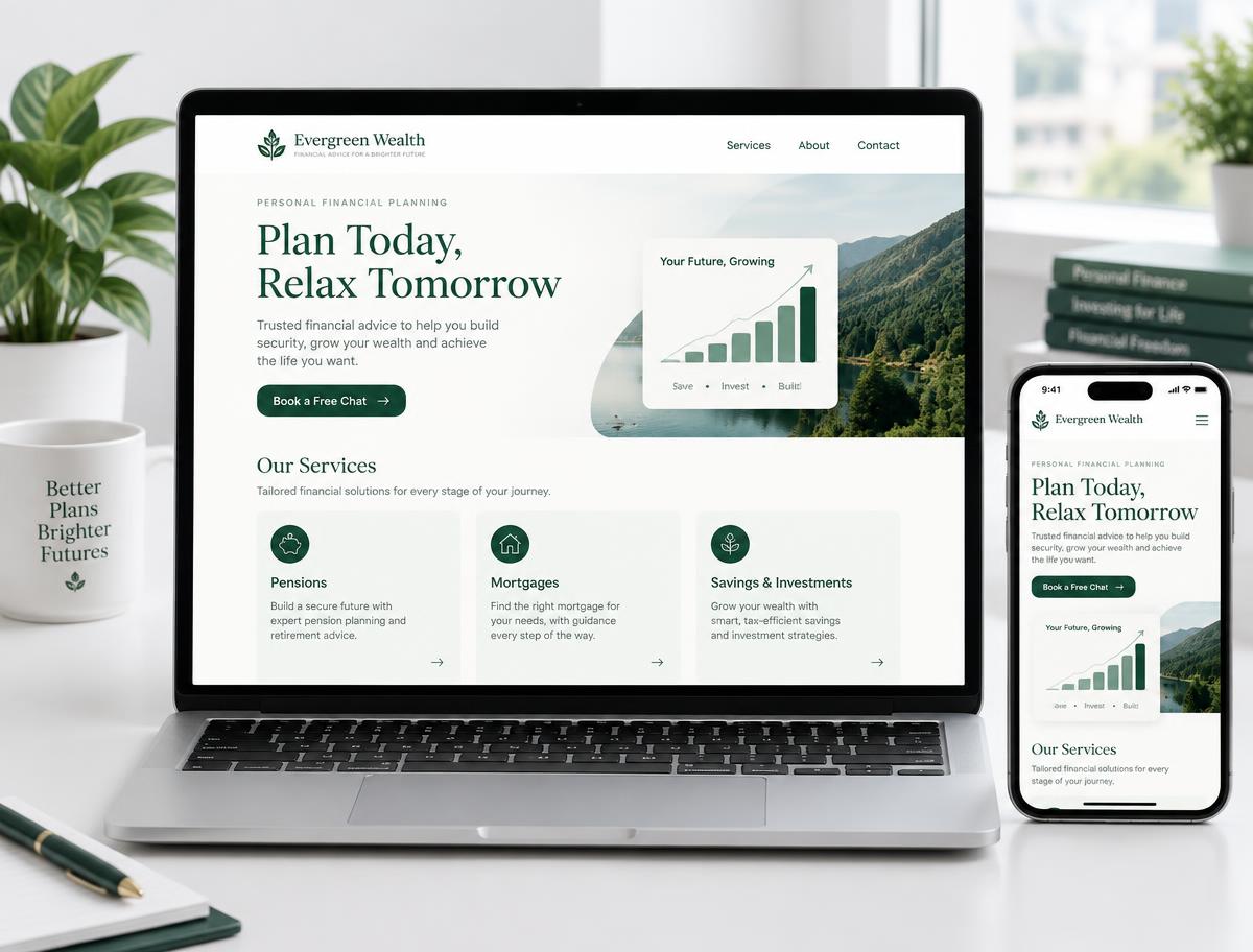 Sample website design for a financial advisor business