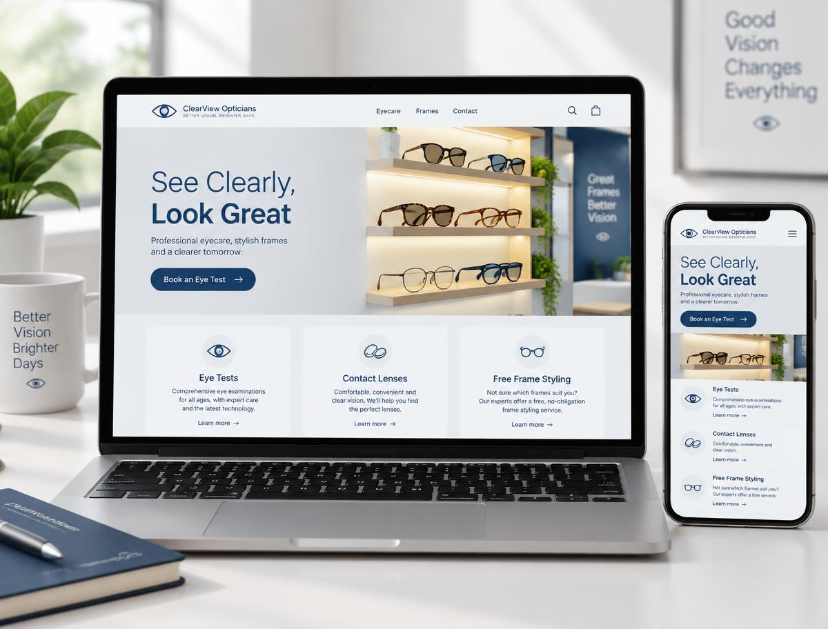 Sample website design for a opticians business
