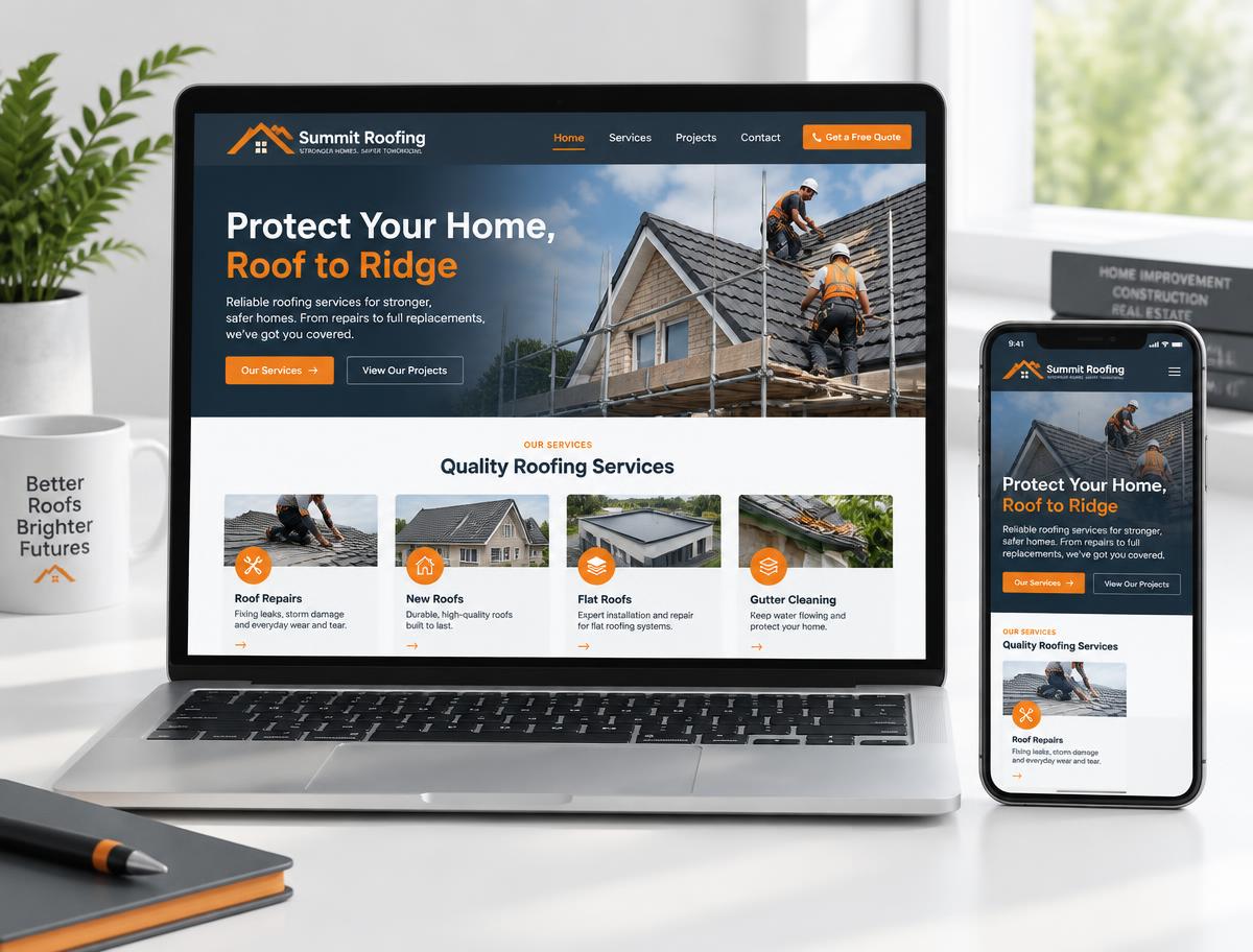 Sample website design for a roofing business